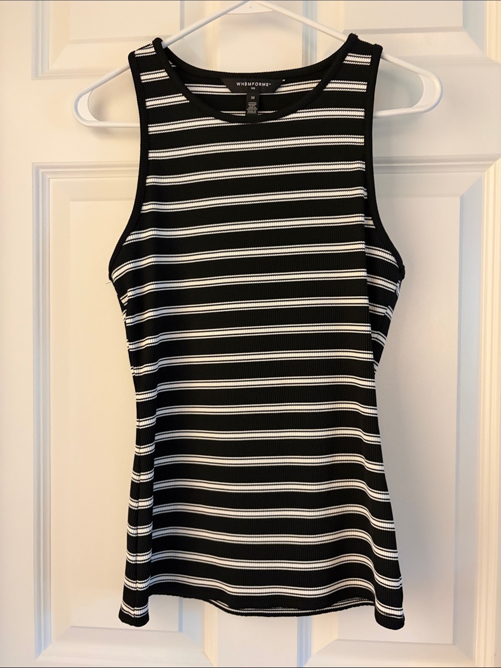 NWOT- White House Black Market Black & White Striped Ribbed Tank